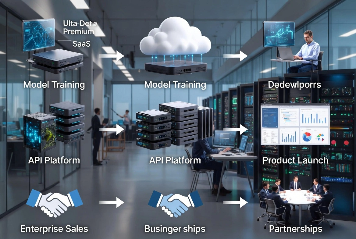 AI company growth process from model development to enterprise revenue generation