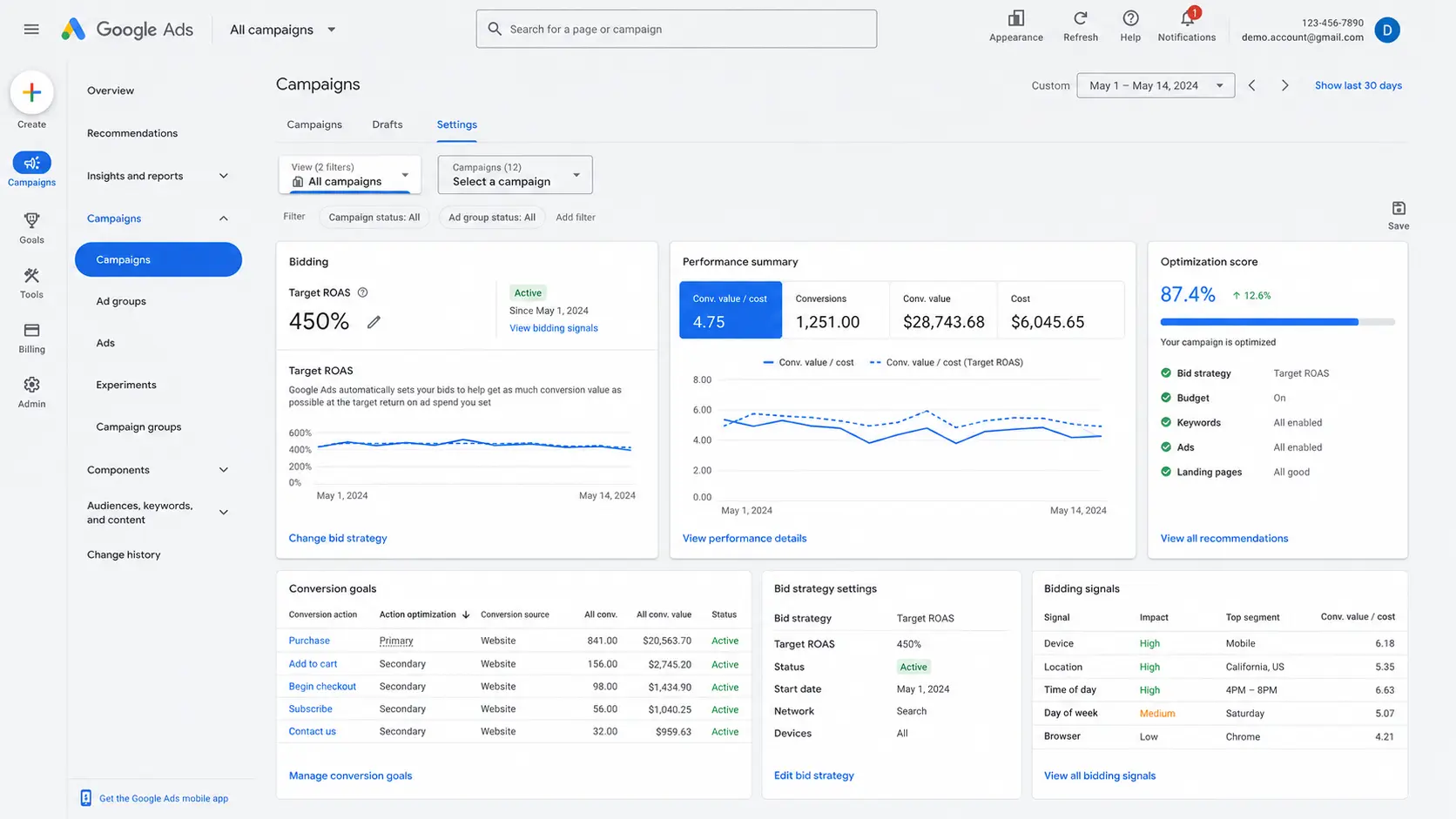 Google Ads Smart Bidding interface showing automated bidding strategy configuration