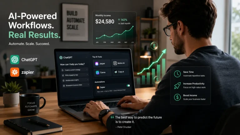 AI revolution make money opportunities visualized with tools and growth charts 2026