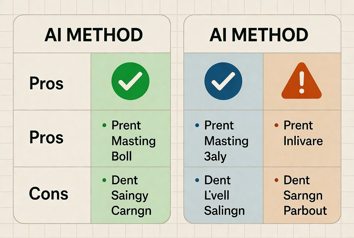Comparison of AI money making methods including freelancing, affiliate marketing, automation, and digital products