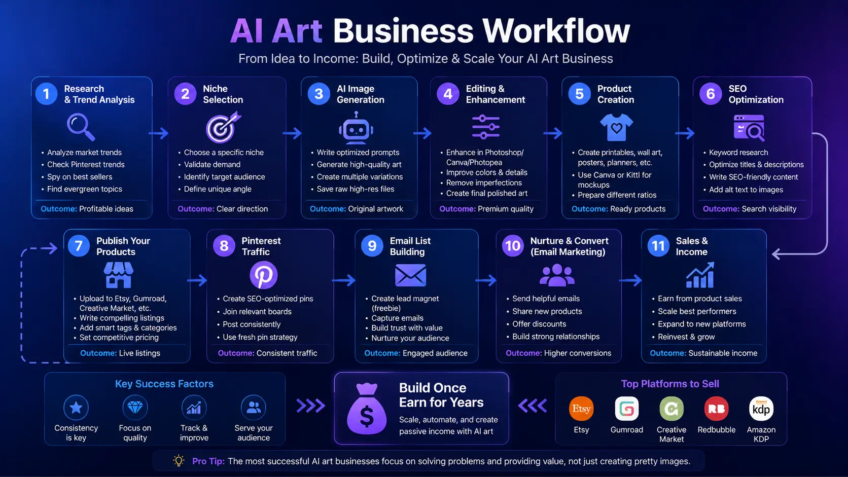 AI art business workflow from research to product sales
