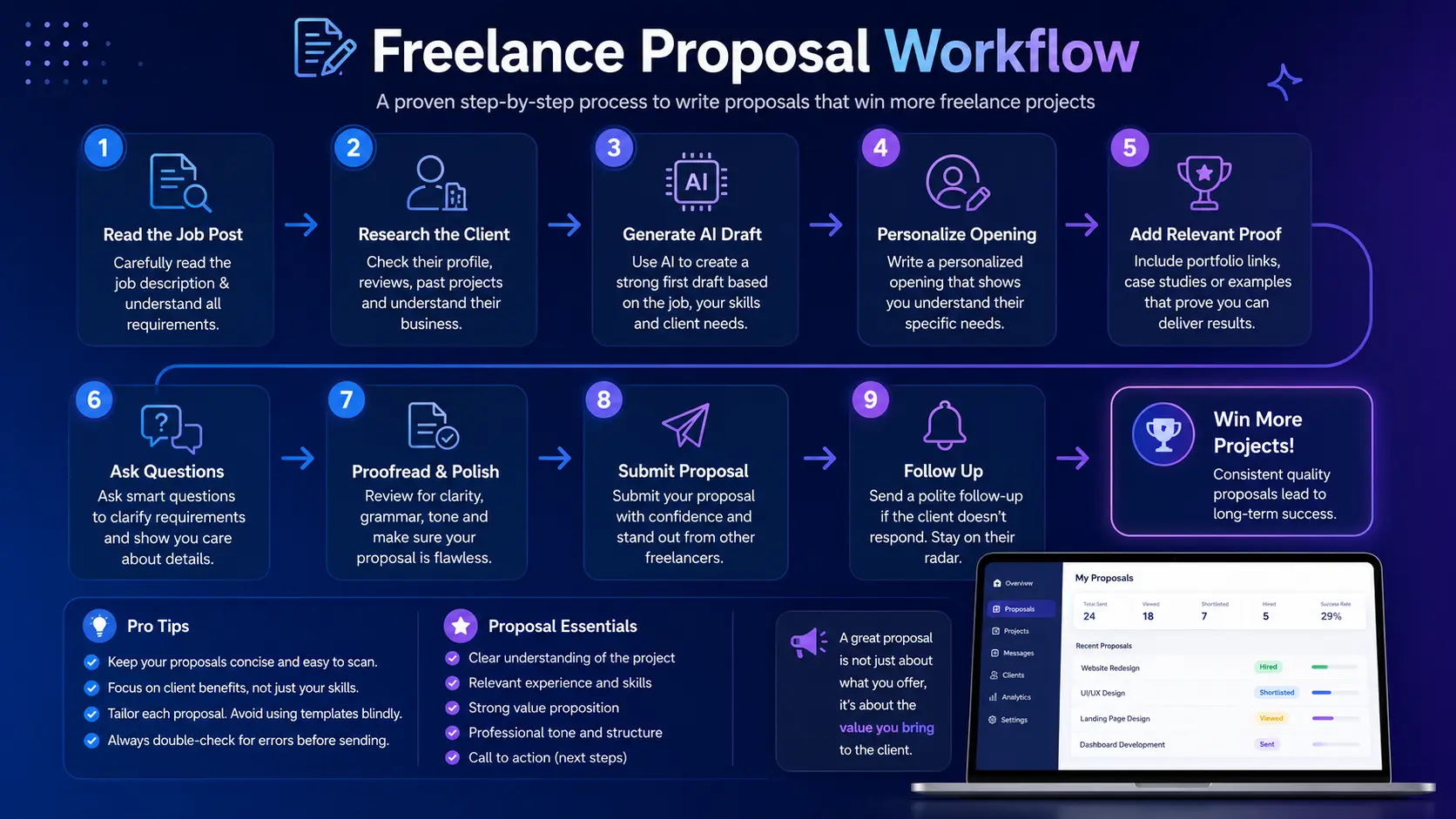 AI freelance proposal workflow from job post to client approval