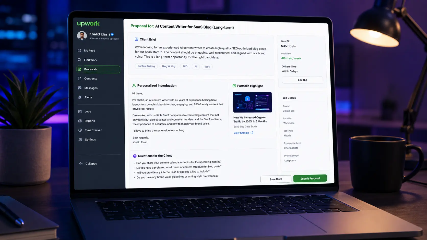 Upwork proposal strategy using AI proposal generator for freelancers